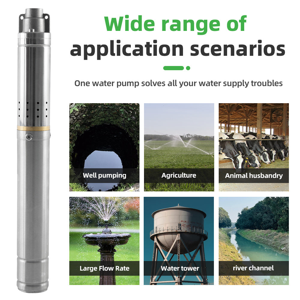 DIFFUL Solar Screw Pump, 2 inch 120 W 24 V DC For Livestock