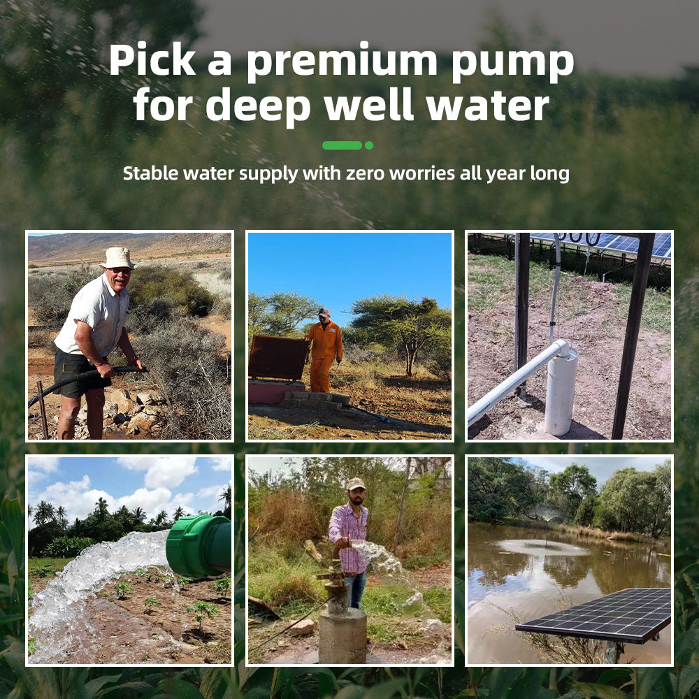 DIFFUL Solar Powered Water Pump, 3 inch 25M Head 200 W 24 V DC For Irrigation
