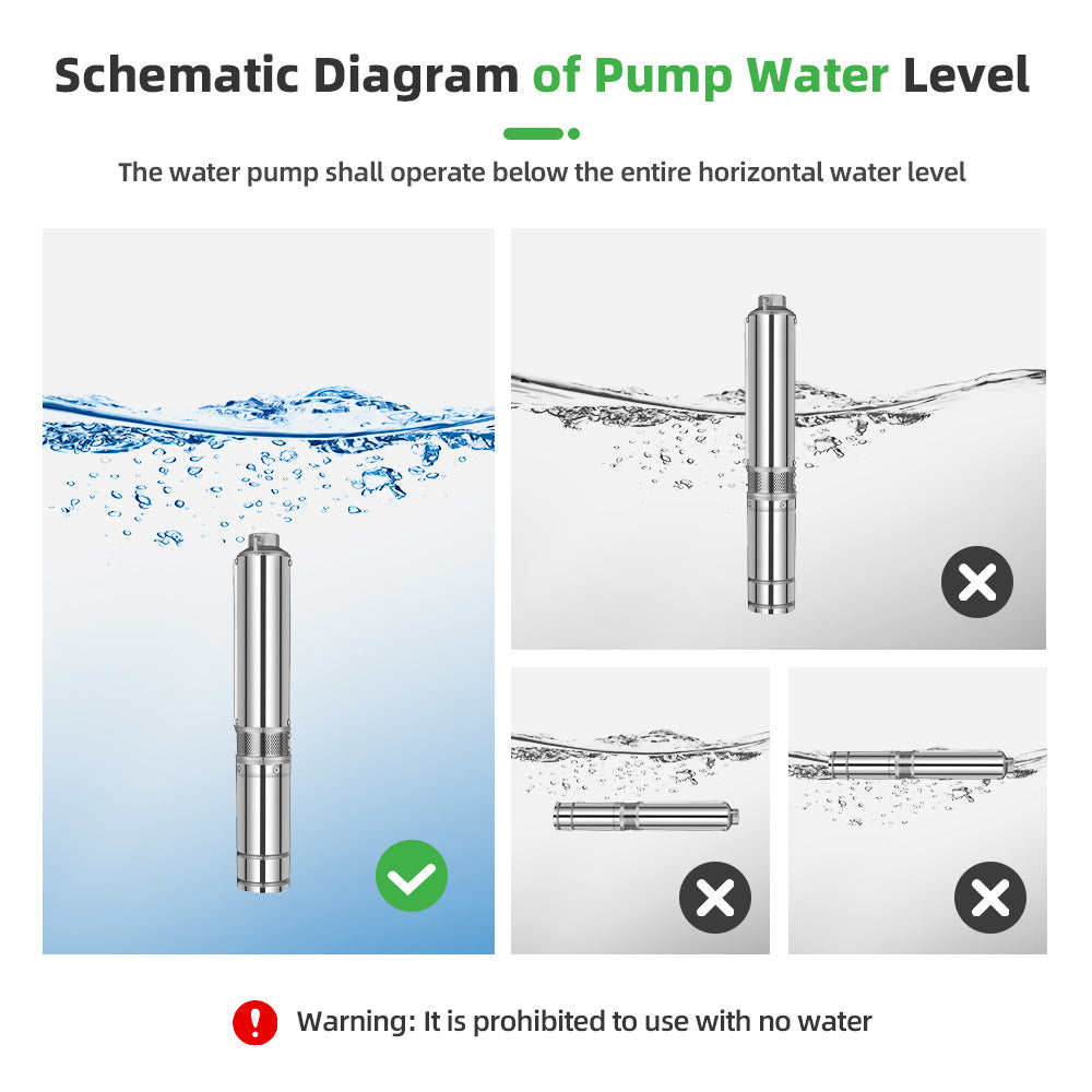 DIFFUL Solar Bore Pump, 3 inch 750 W 85 V - 280 V AC/DC For Livestock
