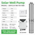 DIFFUL Solar Motor Pumps, 3 inch 180 M High Head 1500 W 110 V DC For Off-Grid Living