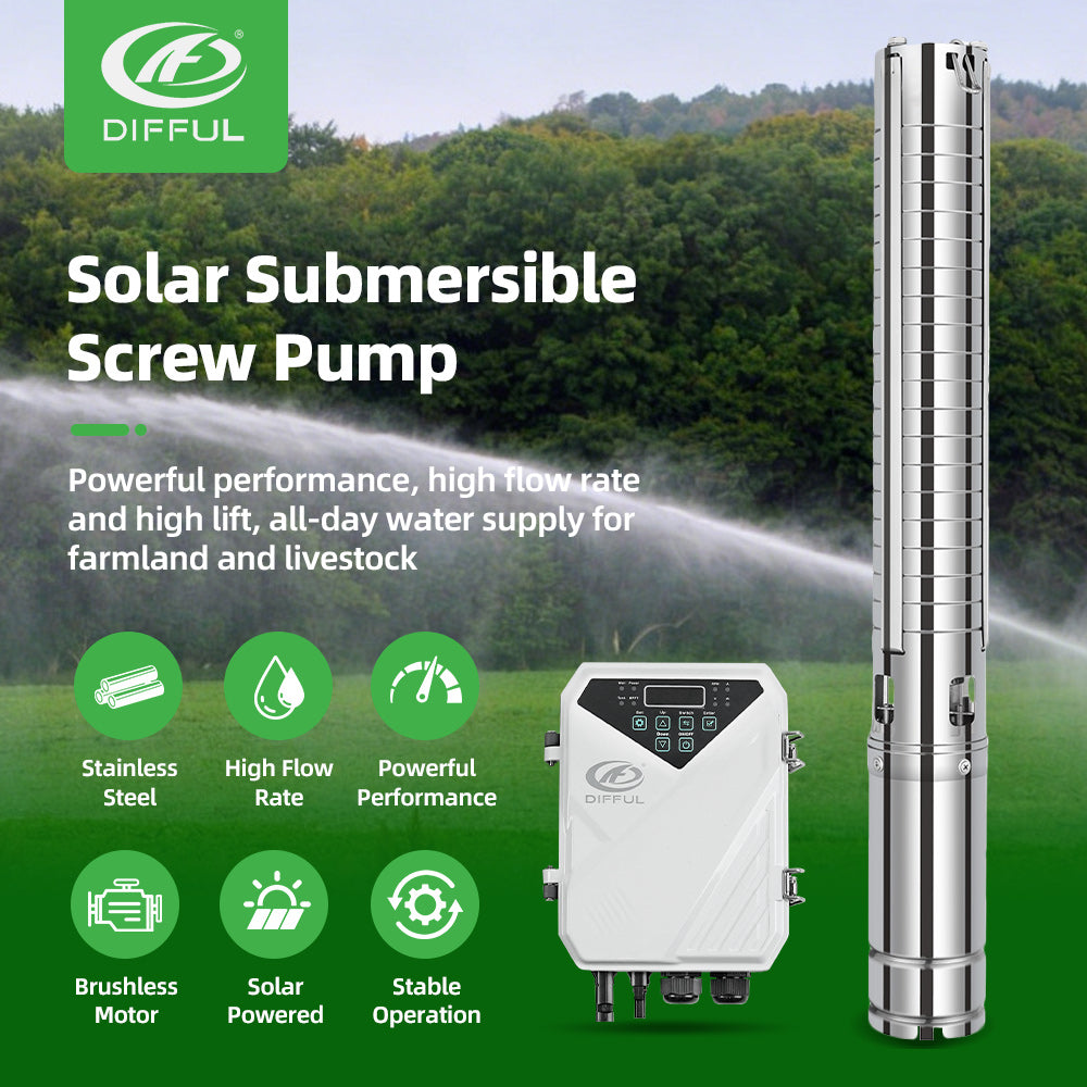 DIFFUL Solar Borehole Pumps, 3 inch 600W 48 V DC For Livestock