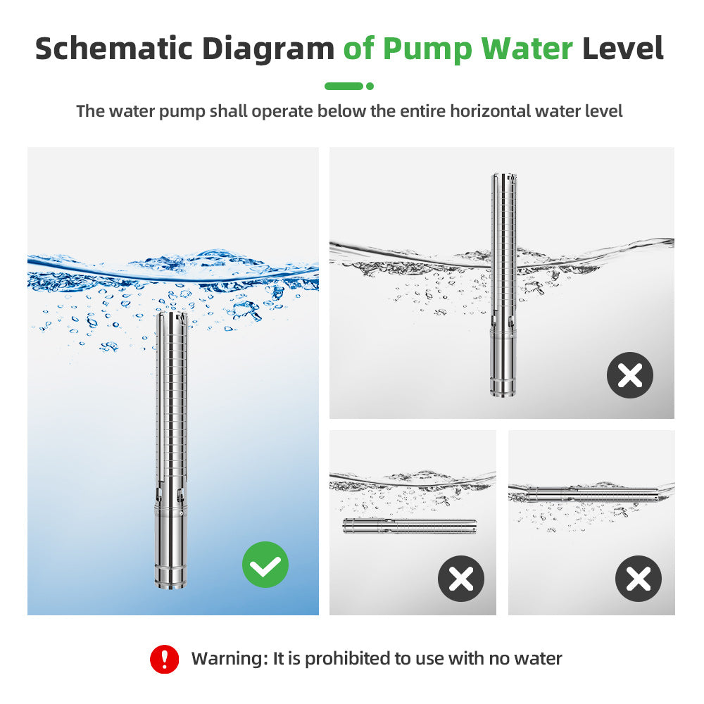 DIFFUL Solar Borehole Pumps, 3 inch 600W 48 V DC For Livestock