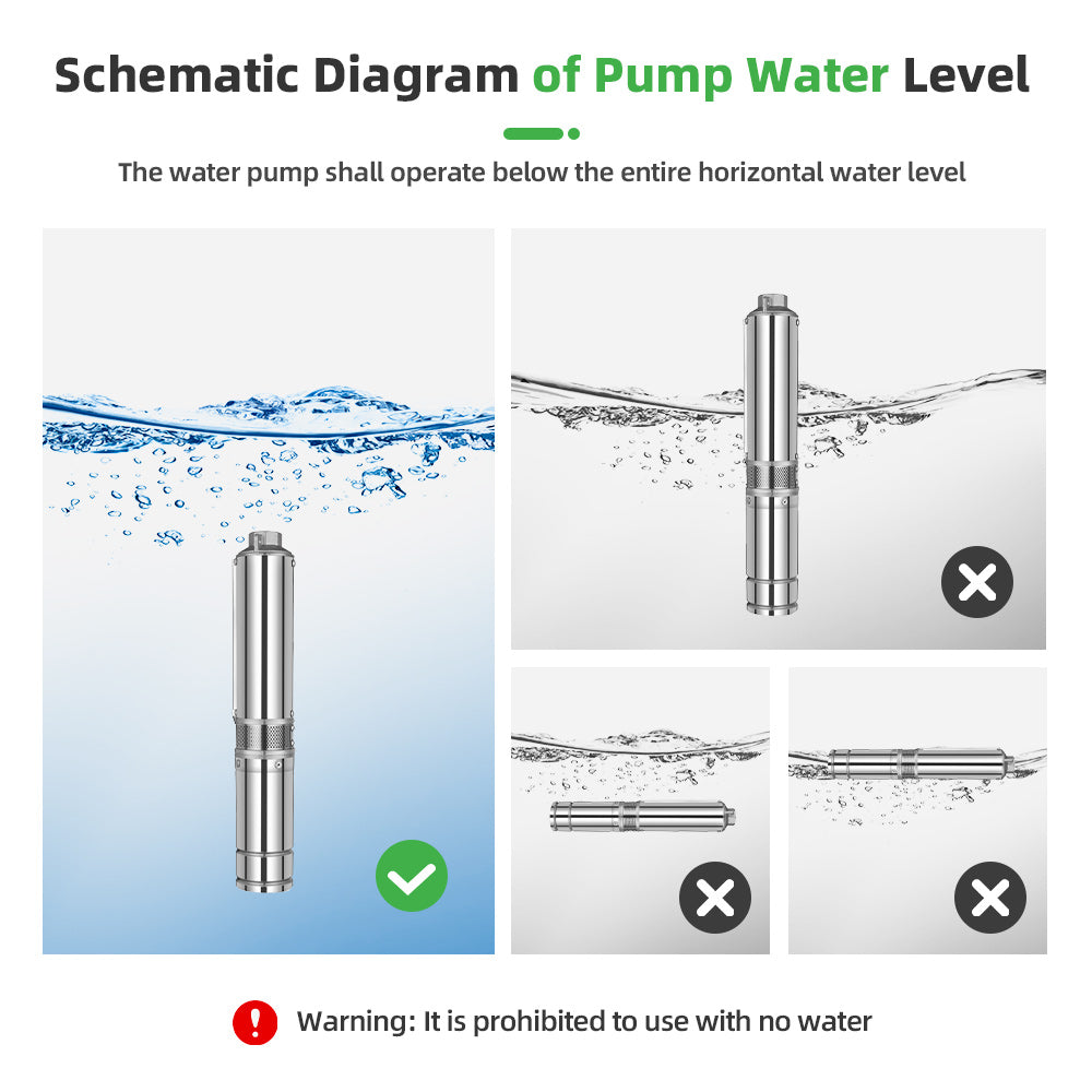 DIFFUL Solar Water Pump, 4 inch 750 W 72 V DC For Irrigation