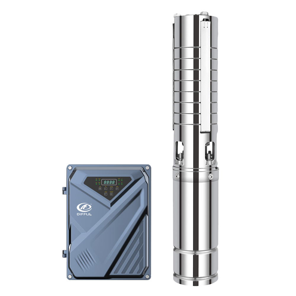 DIFFUL Solar Water Pump Solutions, 4 inch 20 M³/H Flow 3000 W 85 V - 280 V AC/DC For Drip Lines