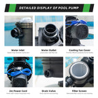 DIFFUL Solar Powered Pool Pump, 14 M Head 500 W 48V DC for Home & Garden
