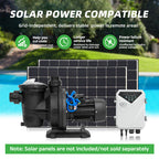 DIFFUL Solar Powered Pool Pump, 14 M Head 500 W 48V DC for Home & Garden