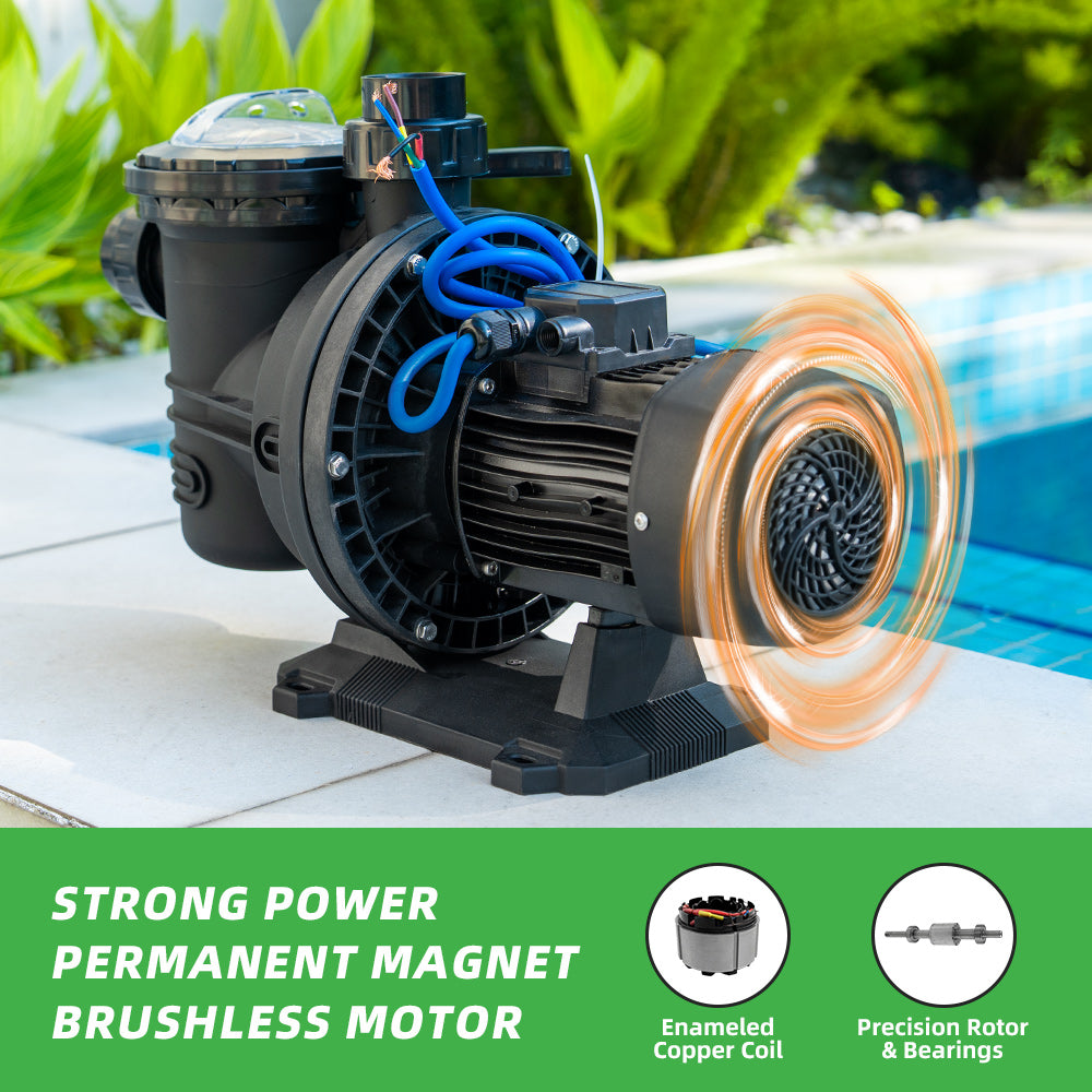 DIFFUL Solar Swimming Pool Pump, 27 M³/H Flow 19 M Head 1200 W 72V AC/DC for Filling Ponds