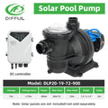 DIFFUL Solar Powered Pool Pump, 19 M Head 900 W 72V DC for Home & Garden