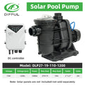 DIFFUL Solar Swimming Pool Pump, 27 M³/H Flow 19 M Head 1200 W 110V DC for Farm