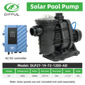 DIFFUL Solar Swimming Pool Pump, 27 M³/H Flow 19 M Head 1200 W 72V AC/DC for Filling Ponds